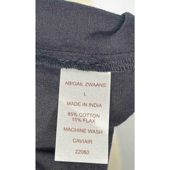 ABIGAIL ZWAANS Sz L Large Black Baie Ruffle Long Sleeve Dress NWT Cotton Linen - Picture 5 of 10